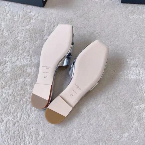 Saint Laurent Silver Leather Tribute Flat Mules - Picture 7 of 7